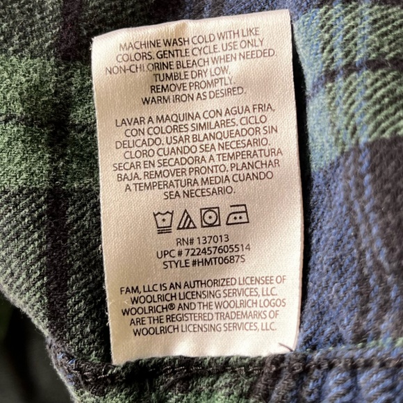 Woolrich Blackwatch Plaid Cotton Flannel Women L Button Down HOLES PAINT STAINED - Picture 11 of 16